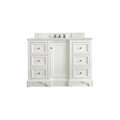 James Martin Vanities De Soto 48in Single Vanity, Bright White w/ 3 CM Ethereal Noctis Quartz Top 825-V48-BW-3ENC